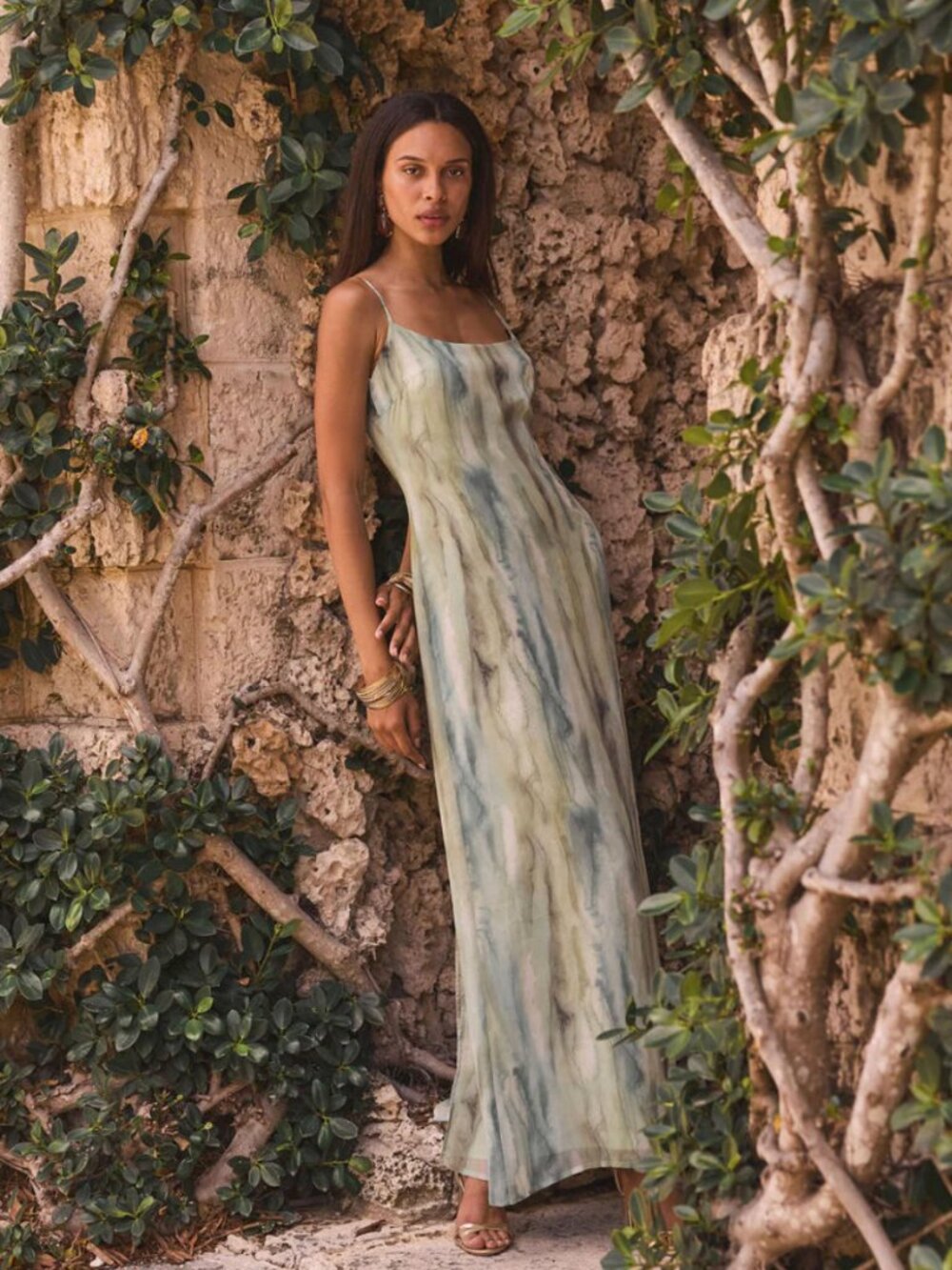 12th Tribe Sage Chiffon Maxi Dress - Picture 2 of 6
